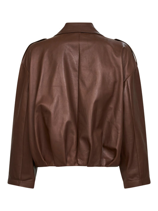 Giacca in pelle nappa plongé biscotto