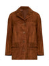 Giacca blazer in pelle scamosciata tabacco<BR/>