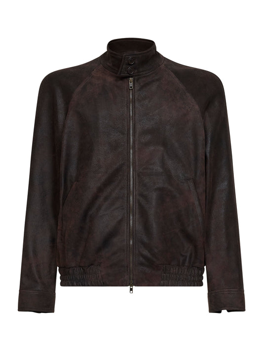 Coffee nubuck bomber jacket