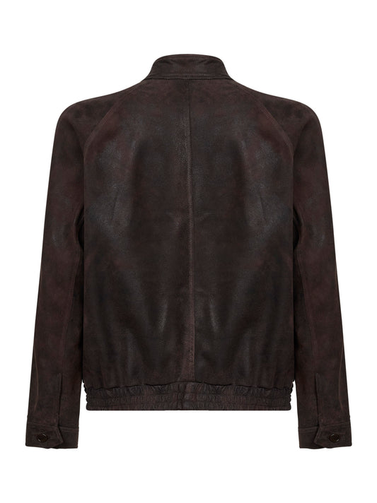 Coffee nubuck bomber jacket