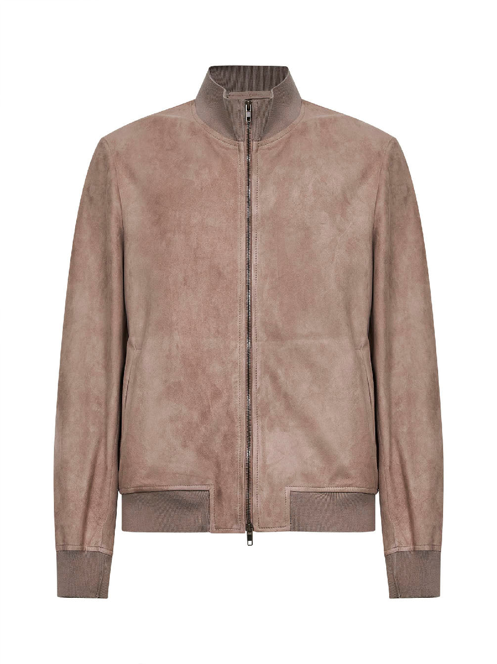 Sand suede bomber jacket