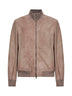 Sand suede bomber jacket
