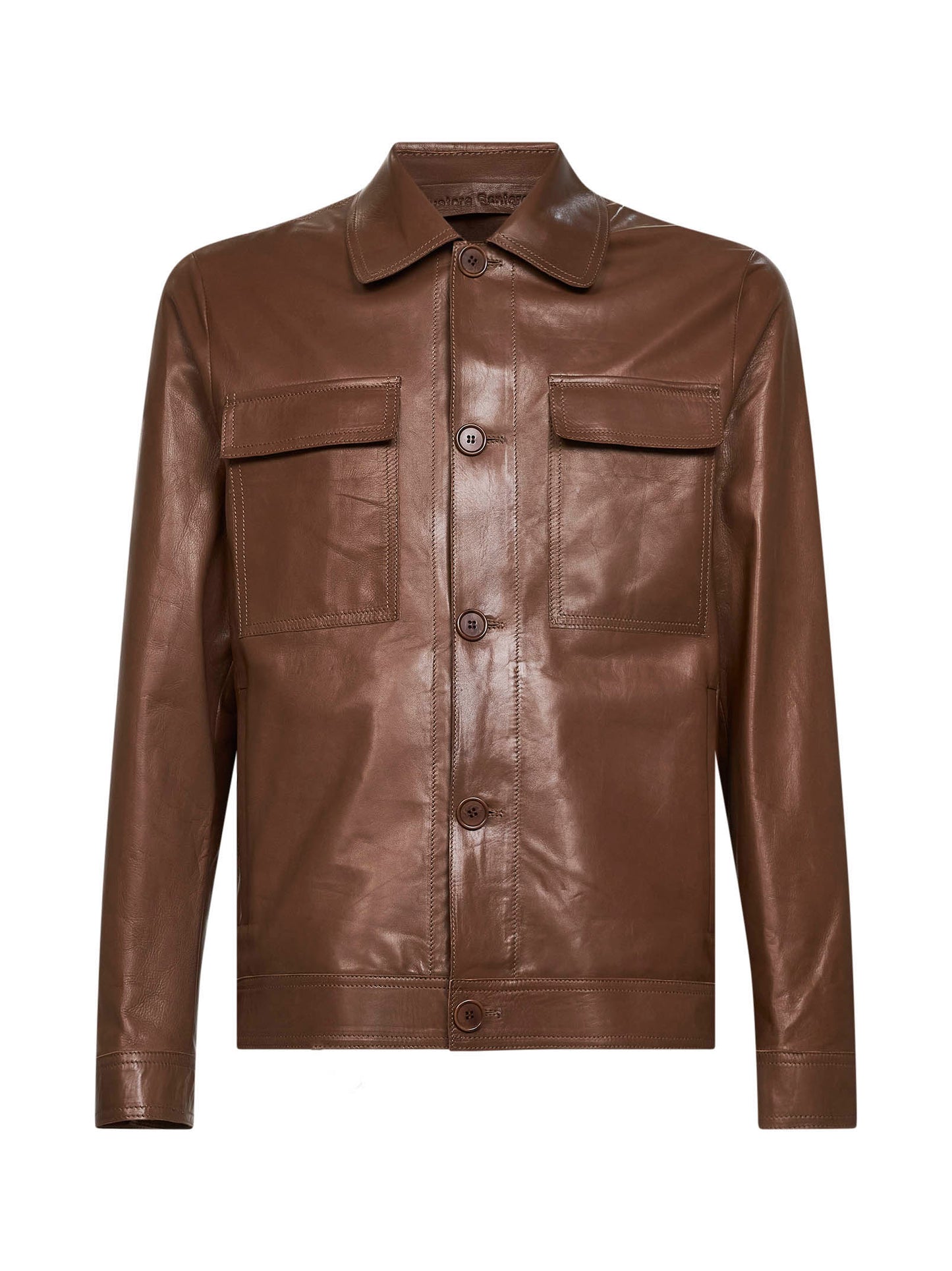 Giacca in pelle plongé biscotto