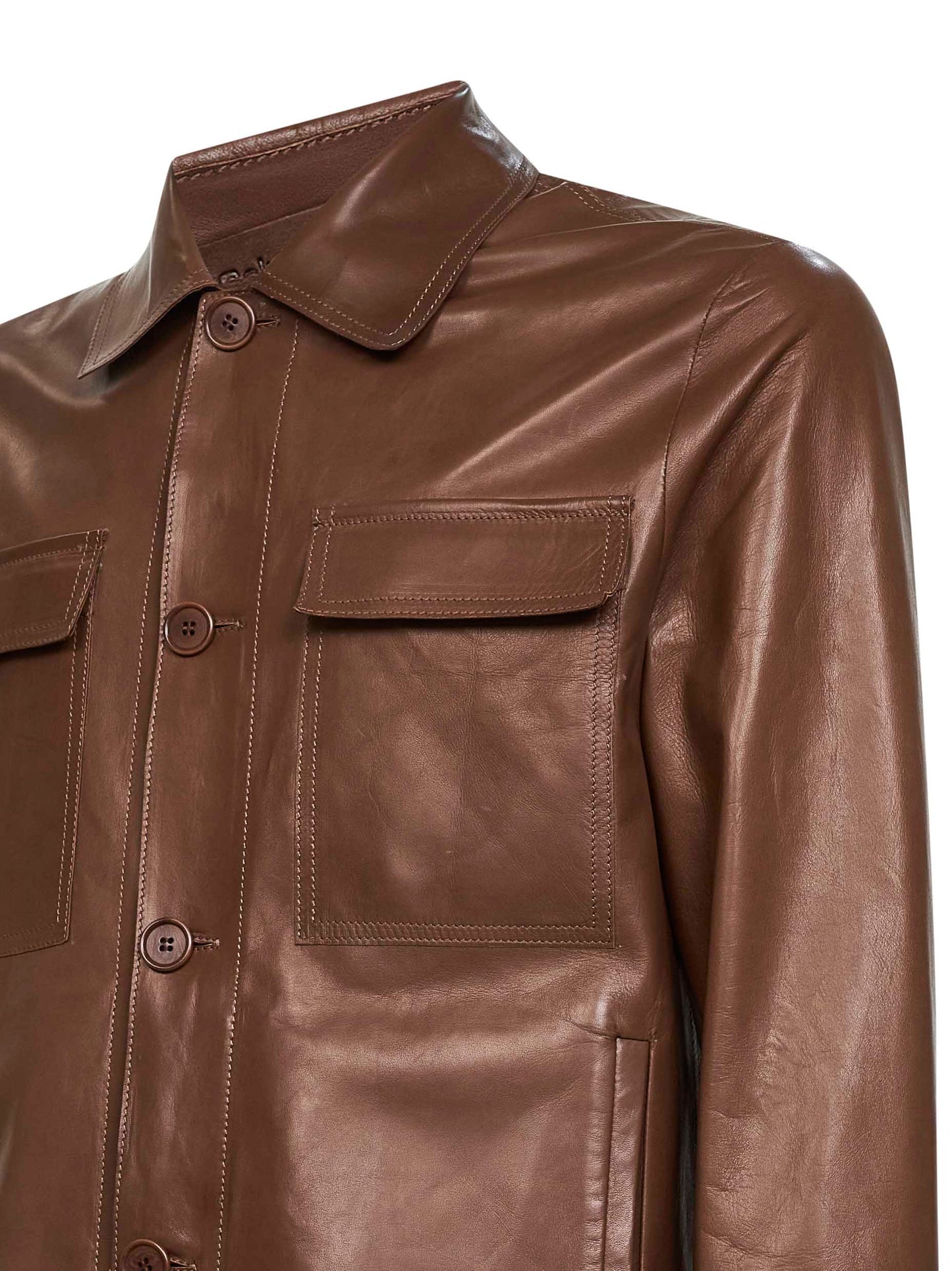 Giacca in pelle plongé biscotto