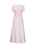 Abito midi con cintura in crêpe e pizzo rosa