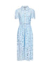 Light blue lace belted midi shirt dress