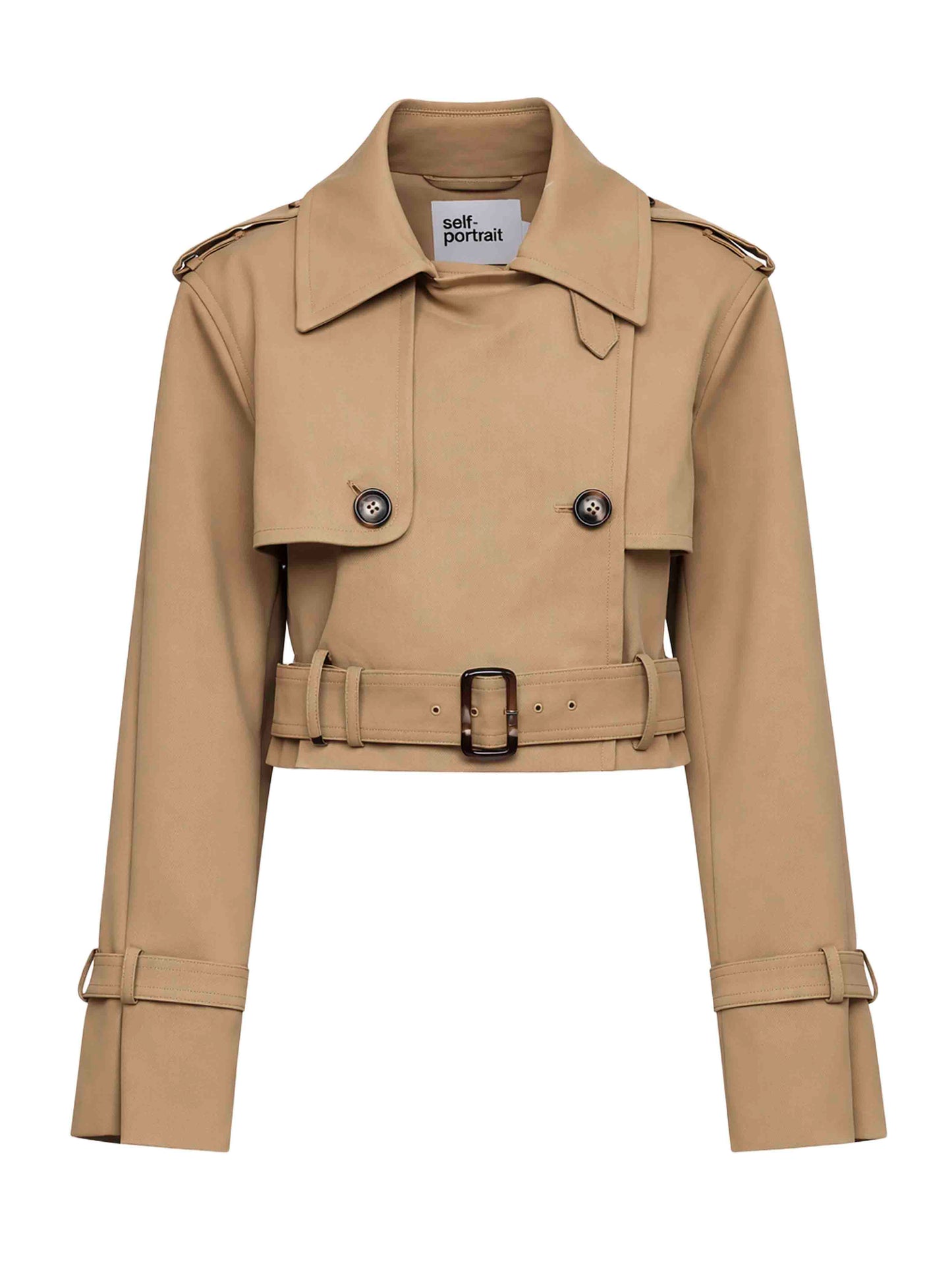 Giacca trench crop in misto cotone beige