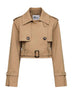 Giacca trench crop in misto cotone beige
