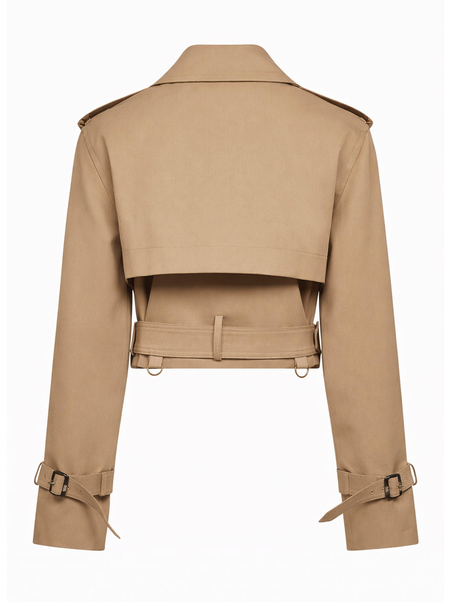 Giacca trench crop in misto cotone beige