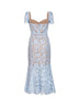 Light blue lace belted midi dress