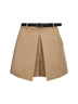 Skort con cintura in gabardina di misto cotone beige