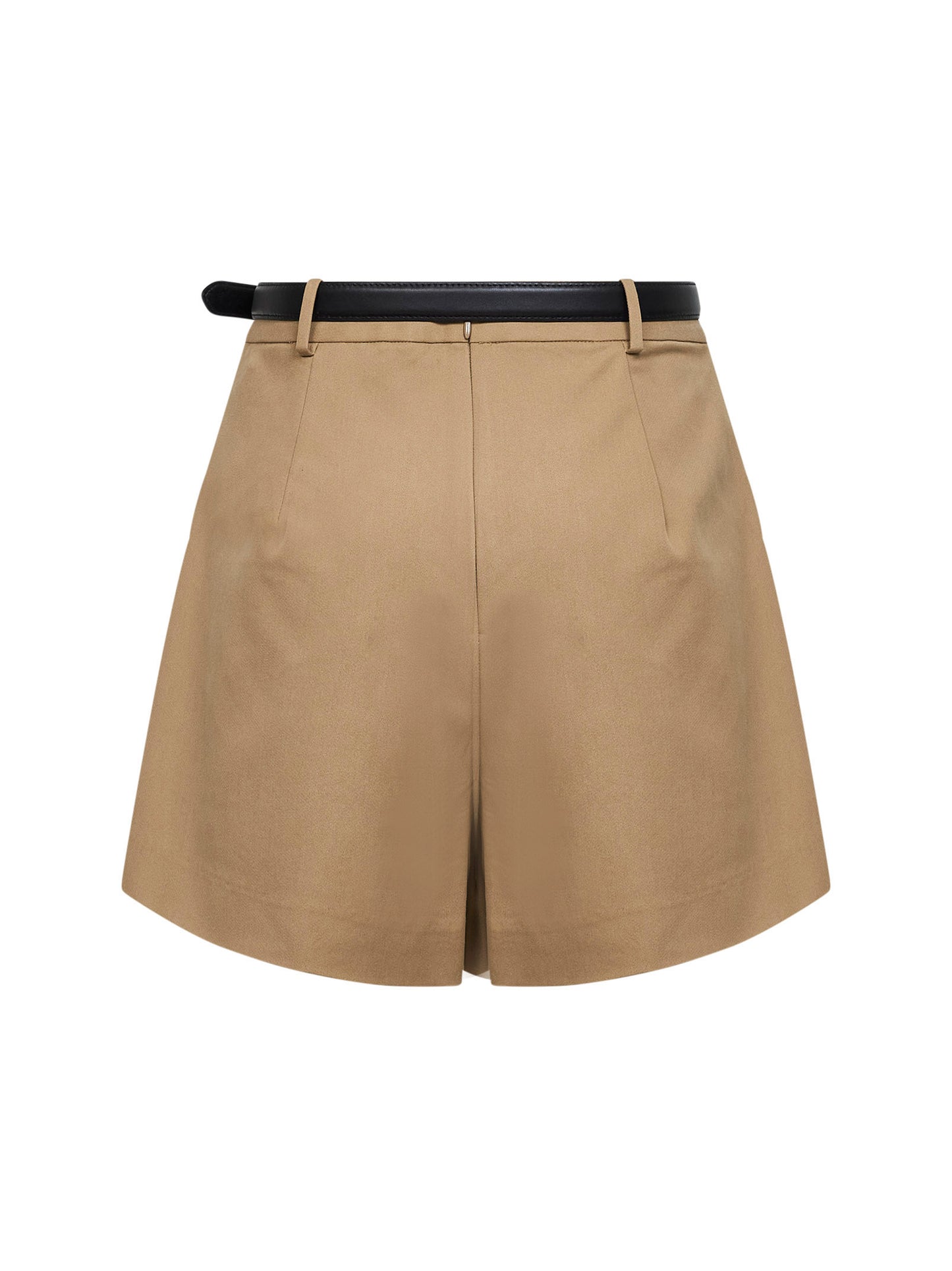 Skort con cintura in gabardina di misto cotone beige