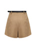 Skort con cintura in gabardina di misto cotone beige