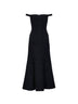 Abito midi con spalle scoperte in bouclé lamé nero