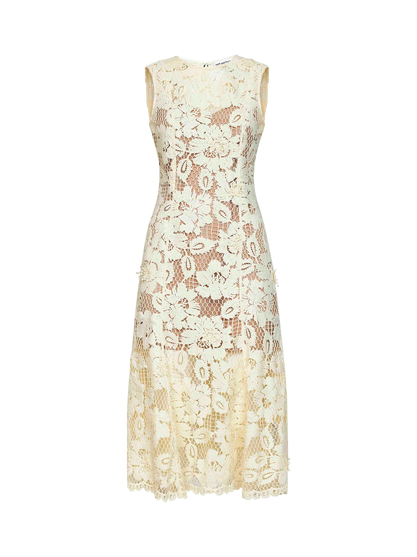 Yellow crochet lace midi dress