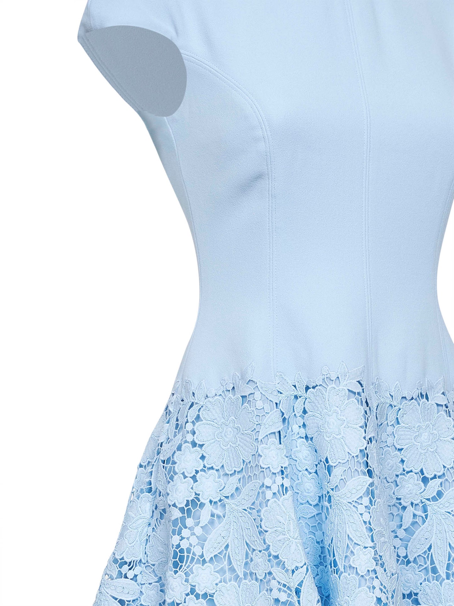 Miniabito in crêpe e pizzo azzurro