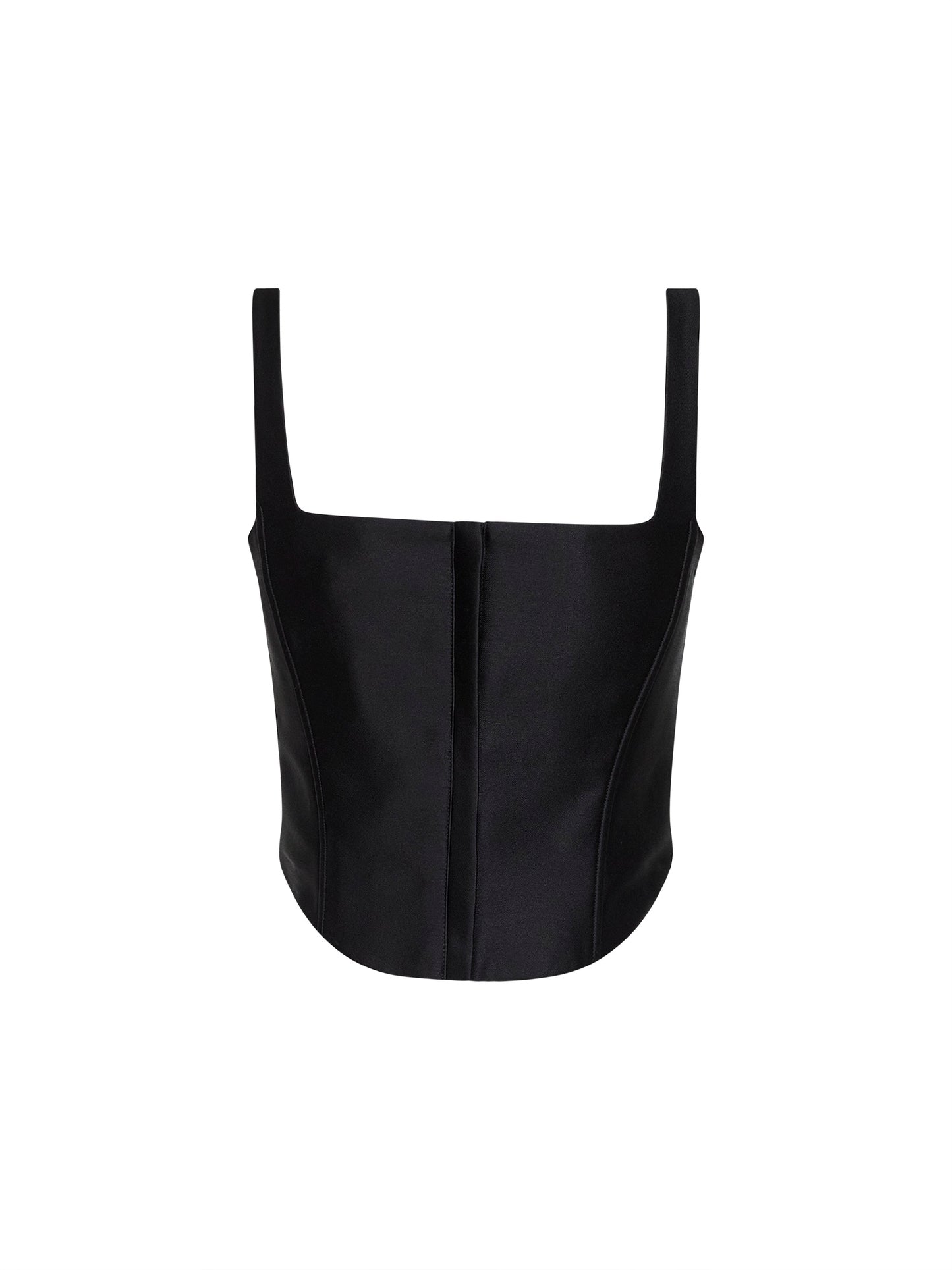 Top a corsetto in taffetà nero