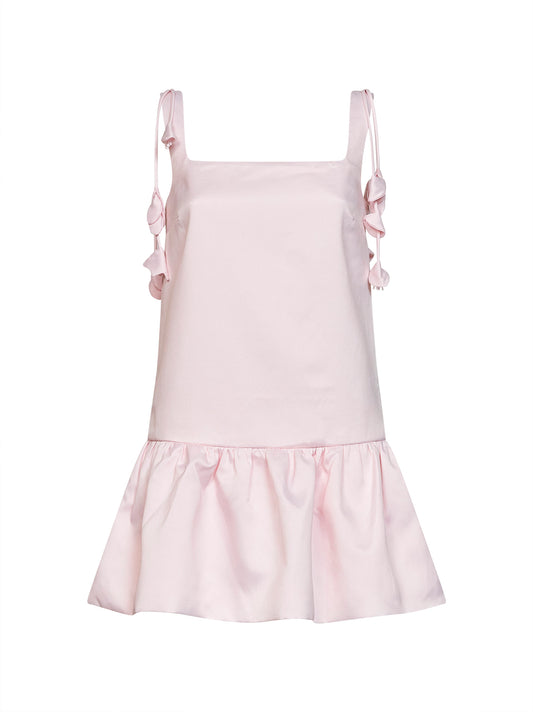 Pink flower taffeta mini dress