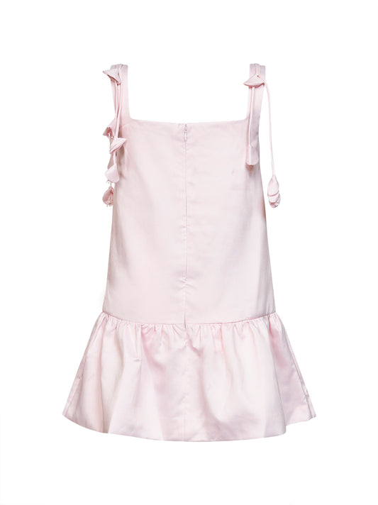 Pink flower taffeta mini dress