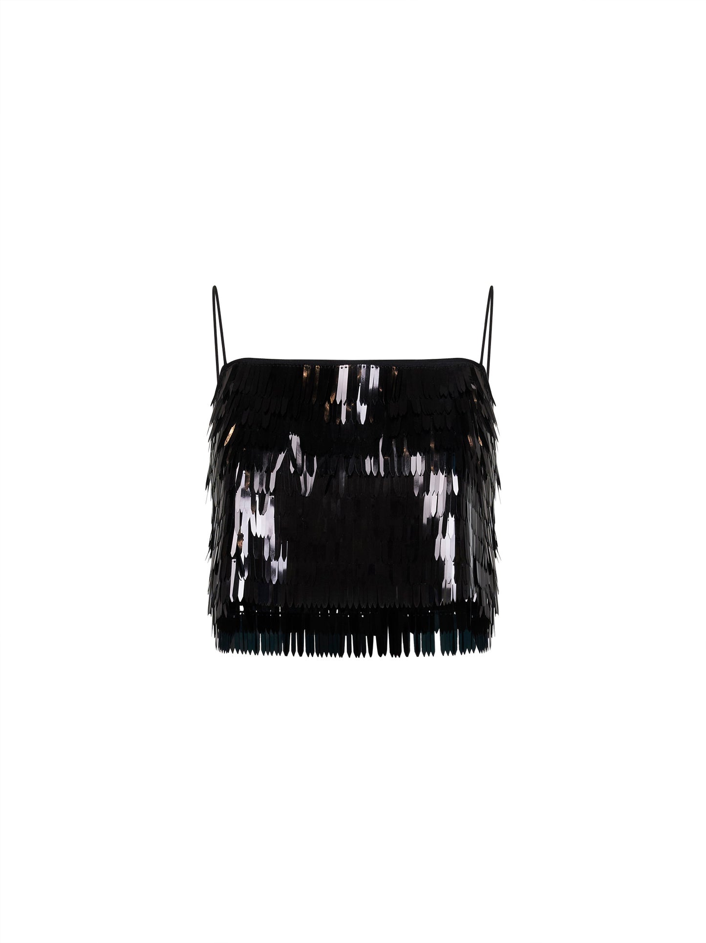 Top crop in paillettes nere