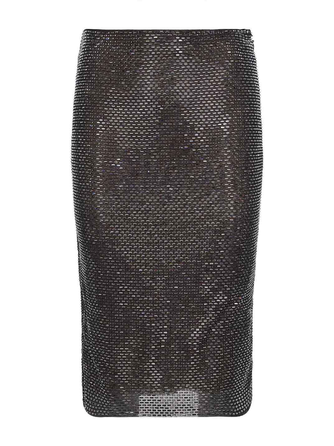 Gunmetal rhinestone midi skirt