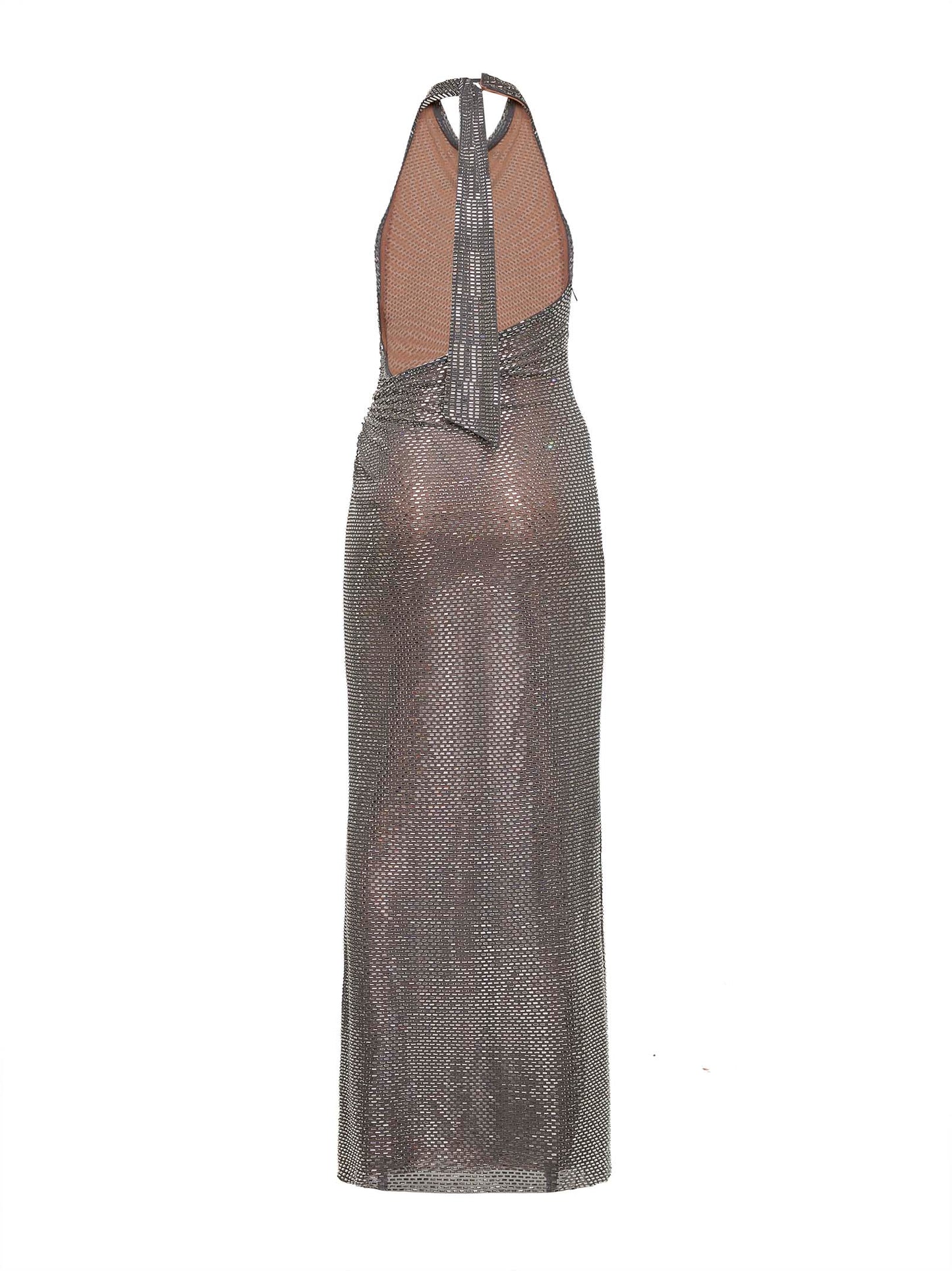 Maxi abito in strass grigio