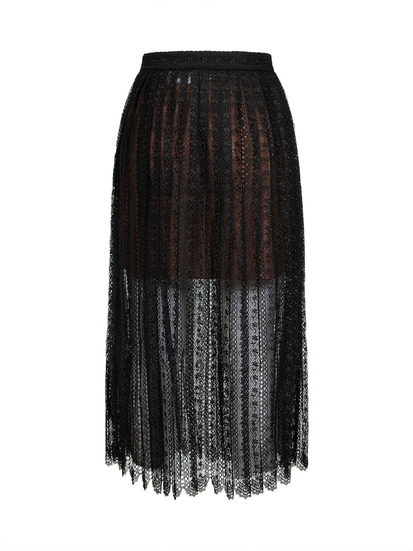 Black organza lace midi skirt