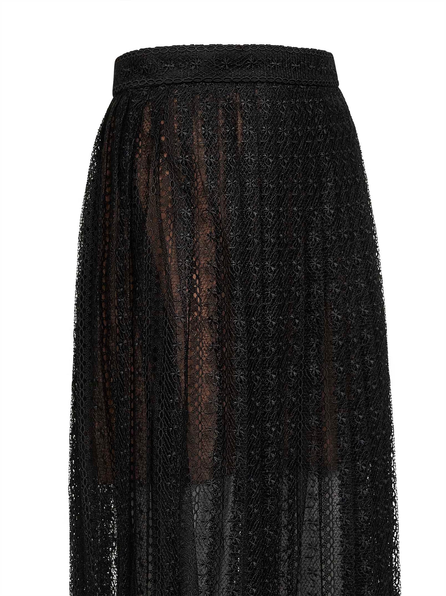 Black organza lace midi skirt