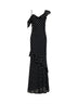 Black polka dot georgette maxi dress