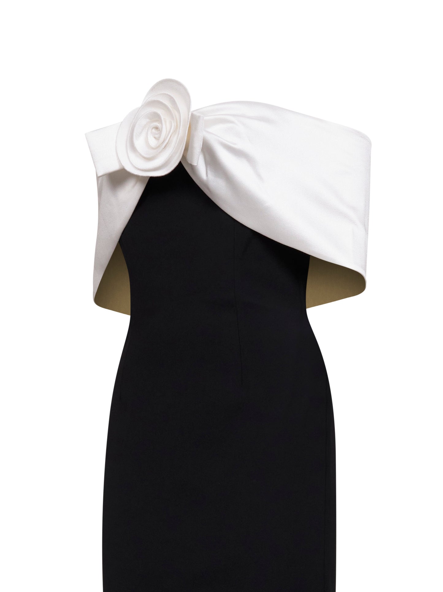 Black crepe flower maxi dress