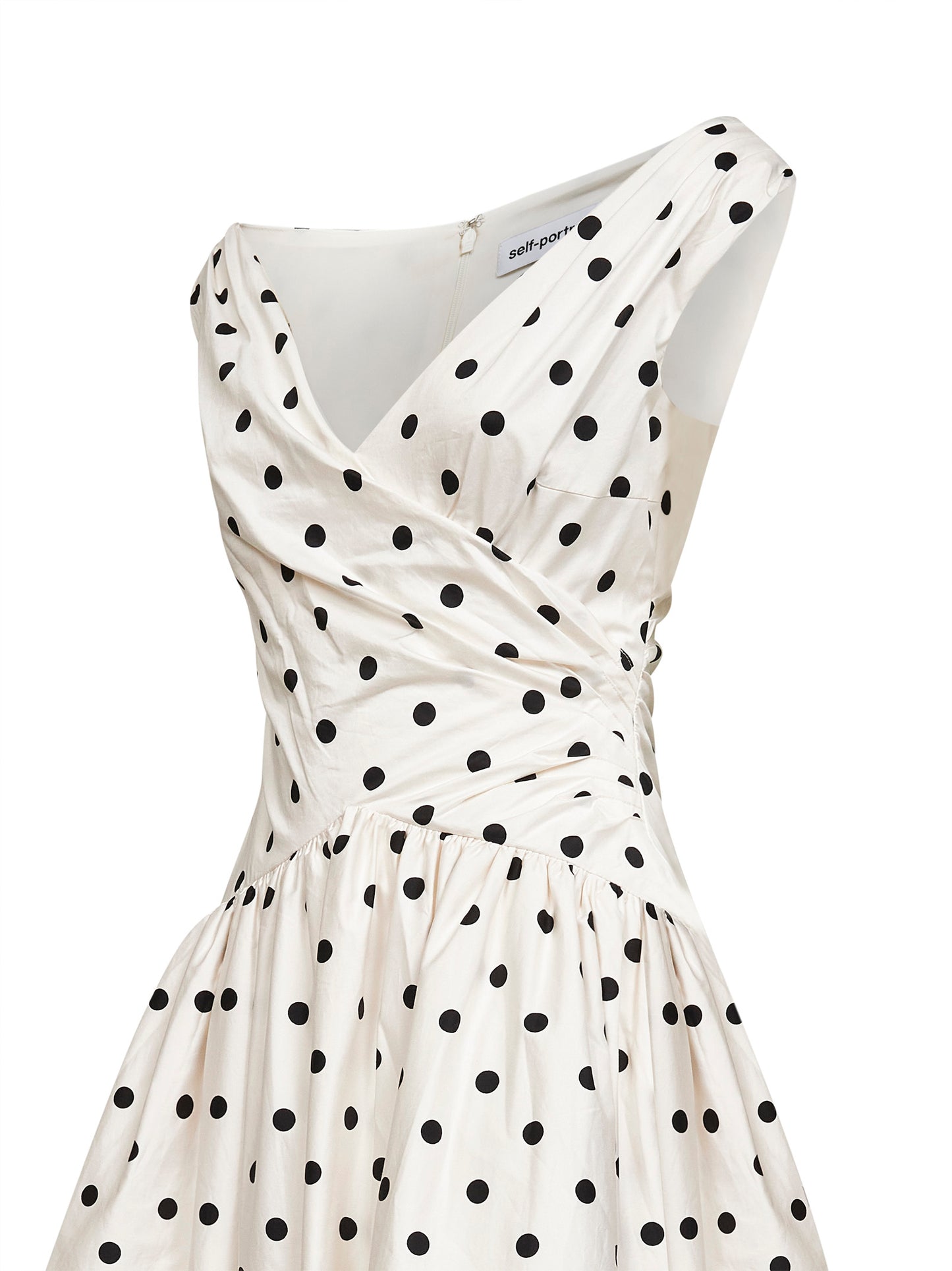 Abito midi in cotone a pois panna