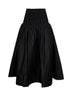 Black cotton poplin midi skirt