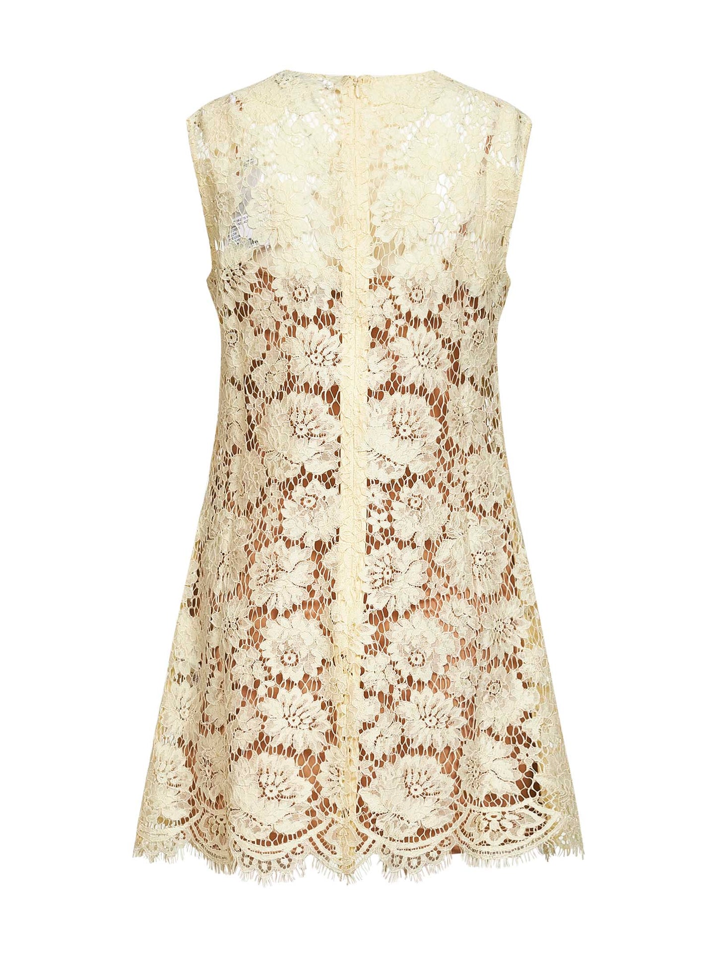 Yellow floral lace mini dress