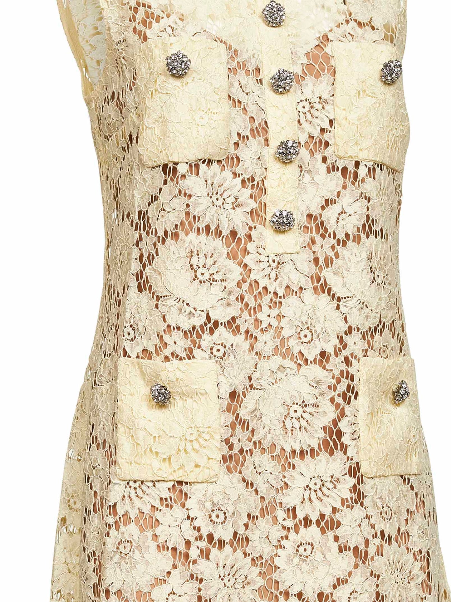 Yellow floral lace mini dress