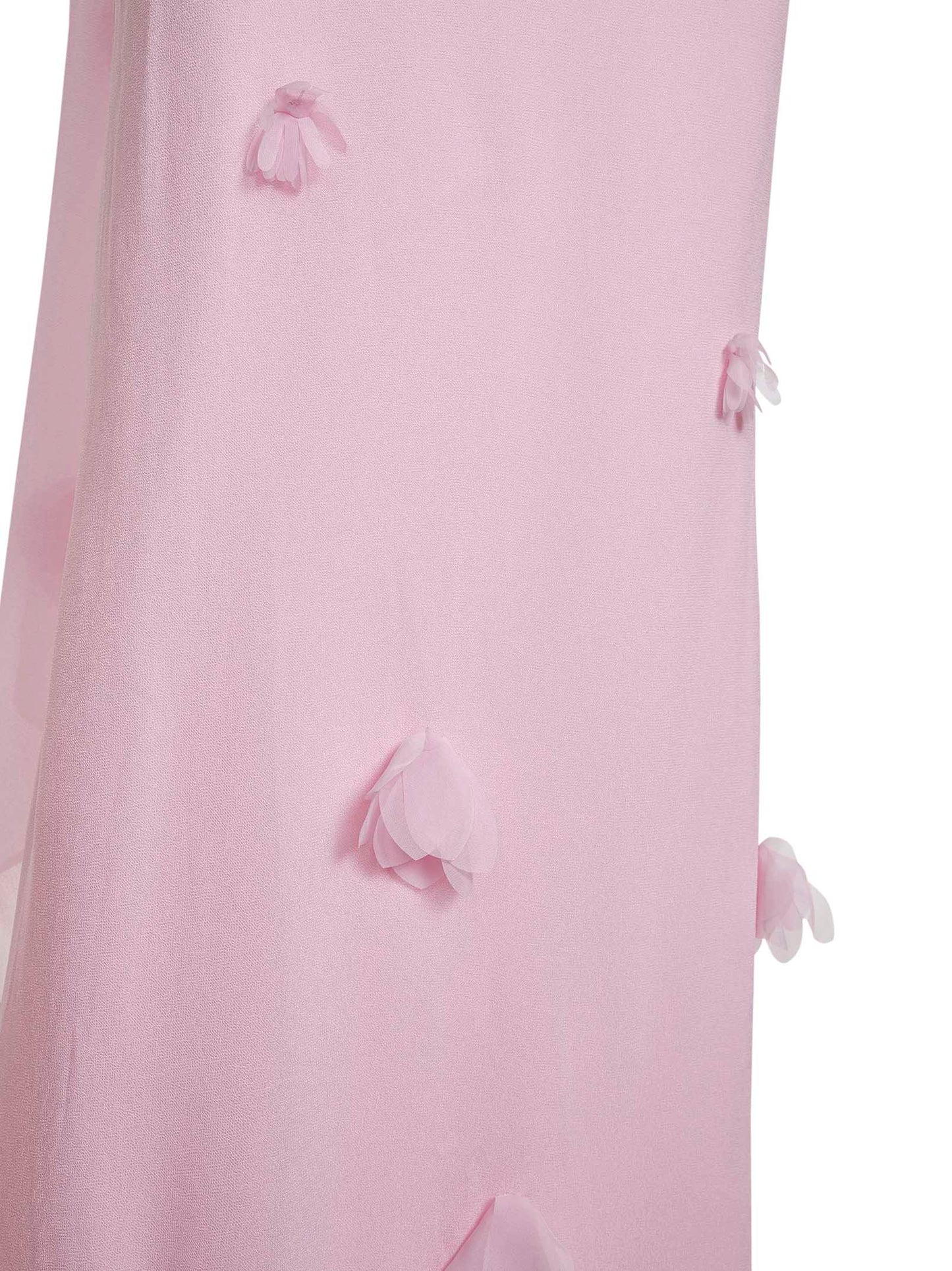 Abito lungo con sciarpa in georgette rosa