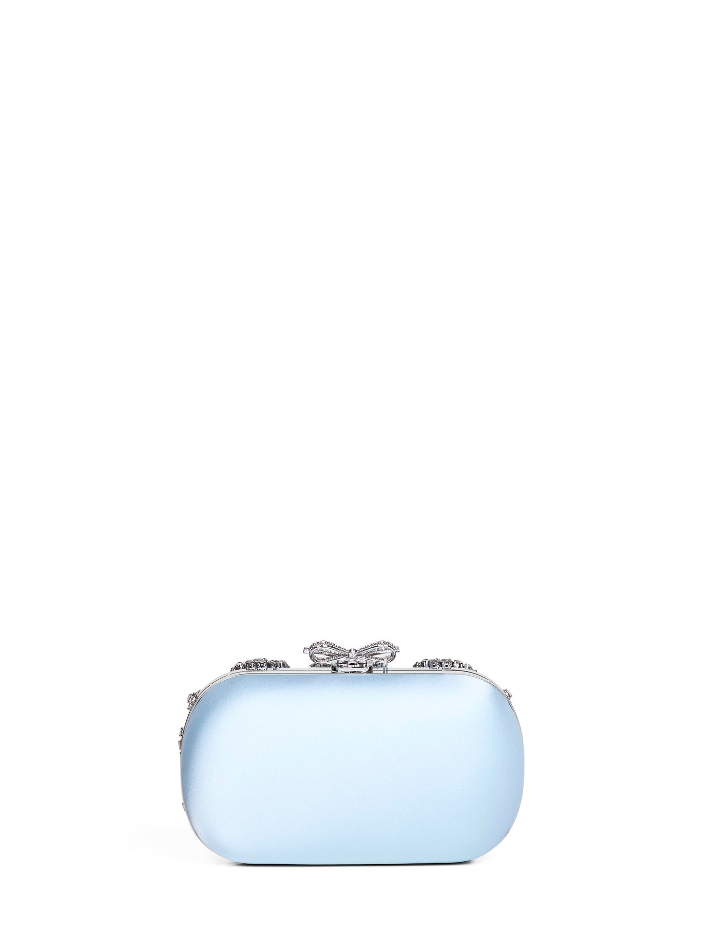 Pochette con cristalli e tracolla azzurra