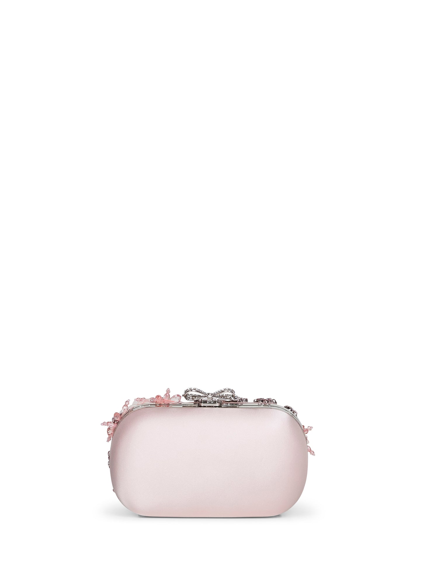 Pink floral crystal clutch bag with strap