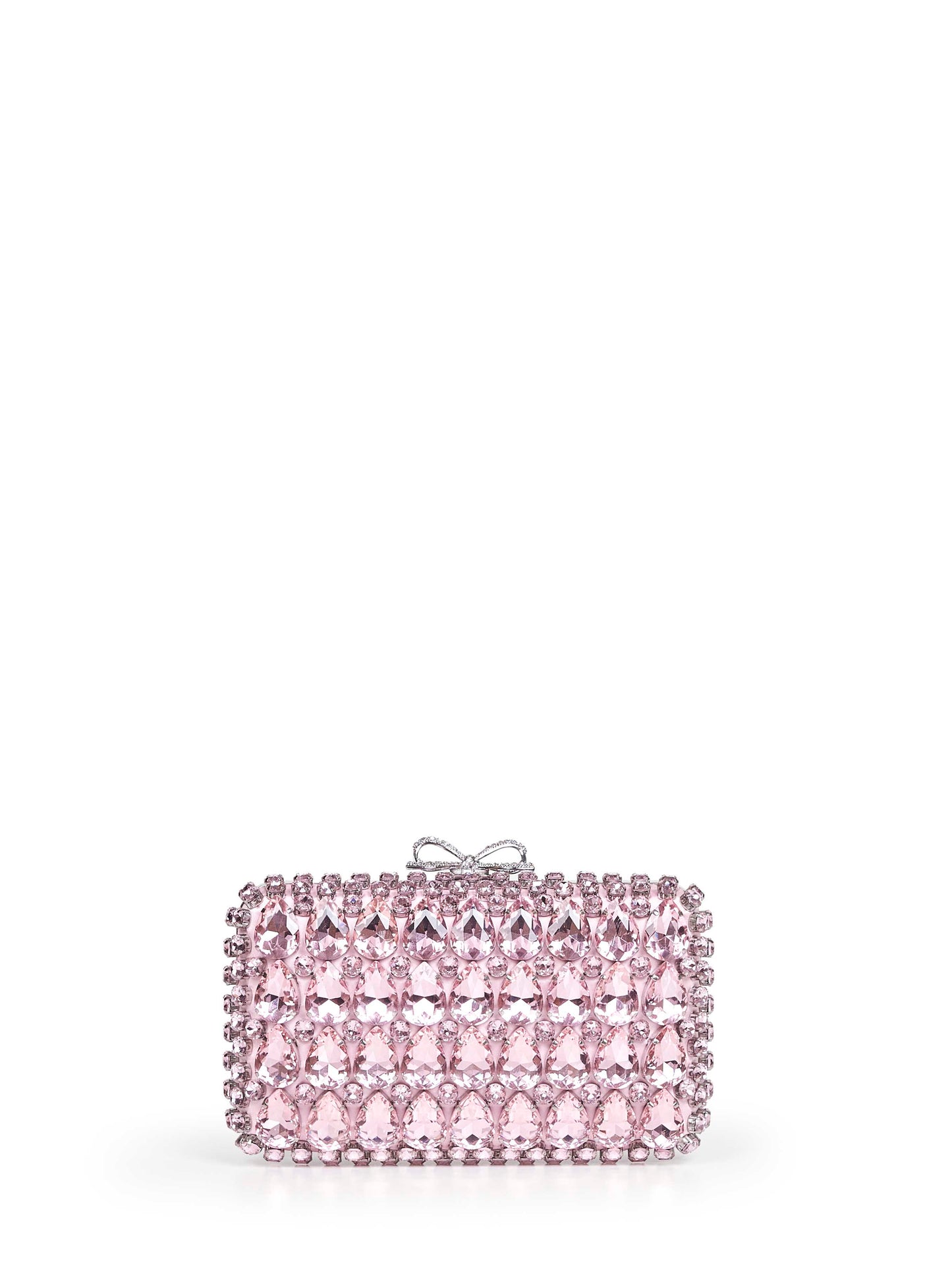 Pochette con cristalli e tracolla rosa