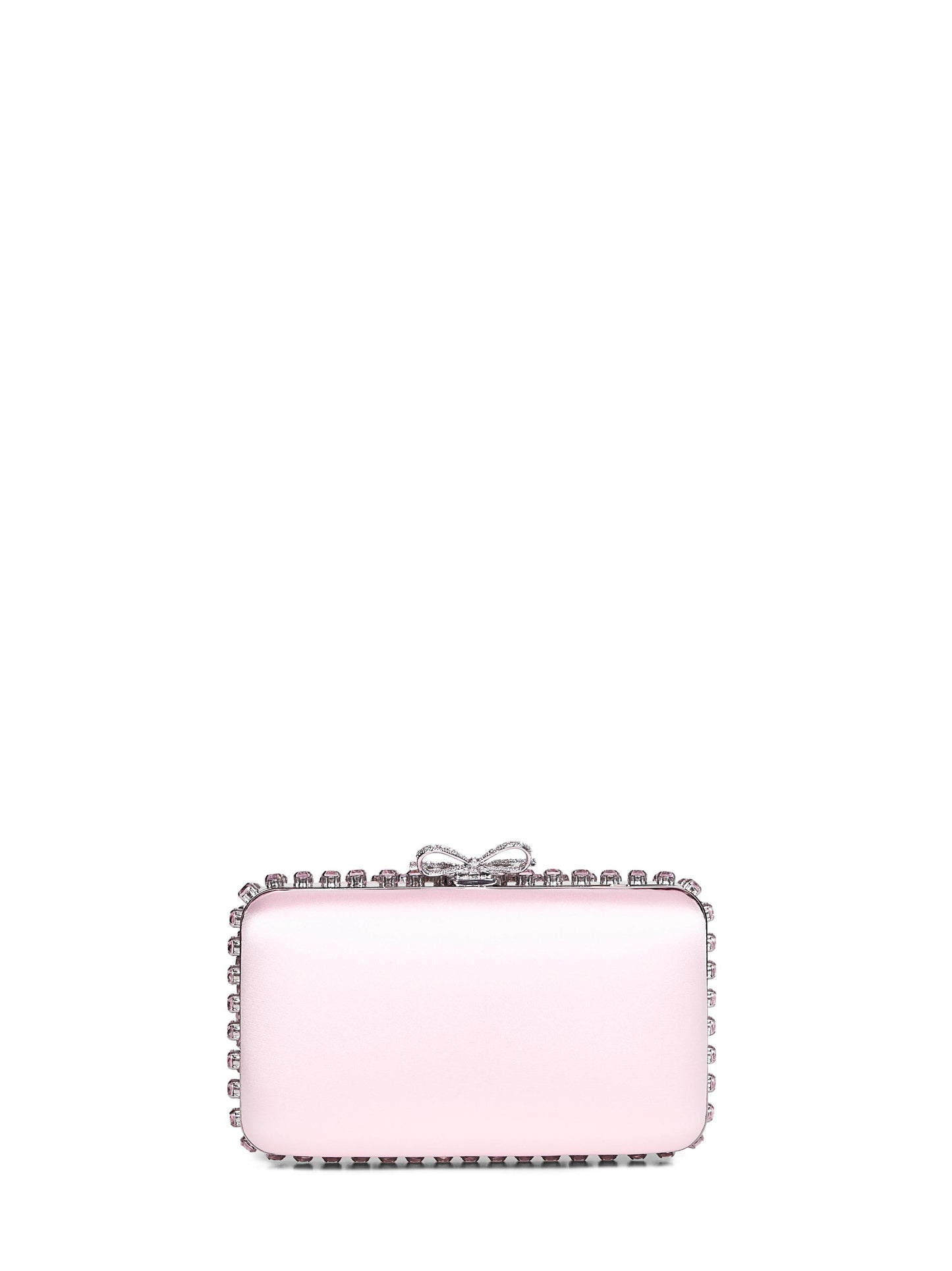 Pochette con cristalli e tracolla rosa