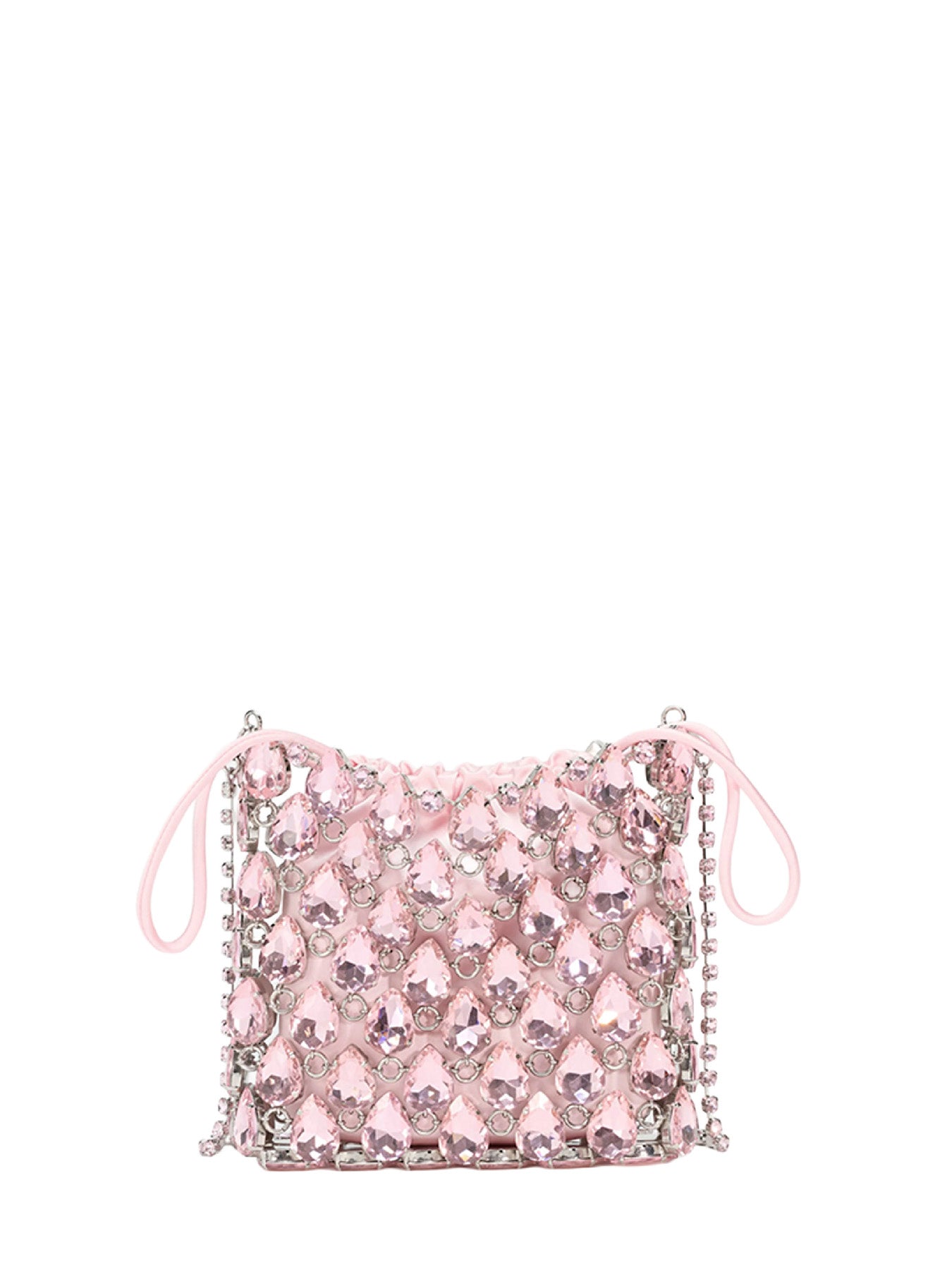 Pink crystal chainmail mini bag with shoulder strap