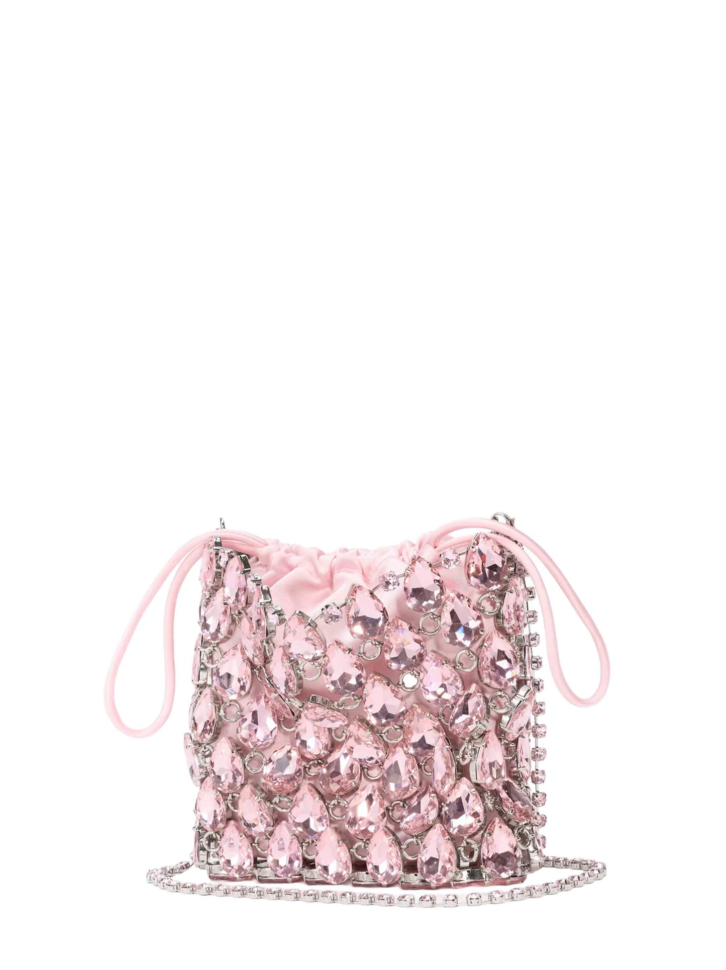 Pink crystal chainmail mini bag with shoulder strap