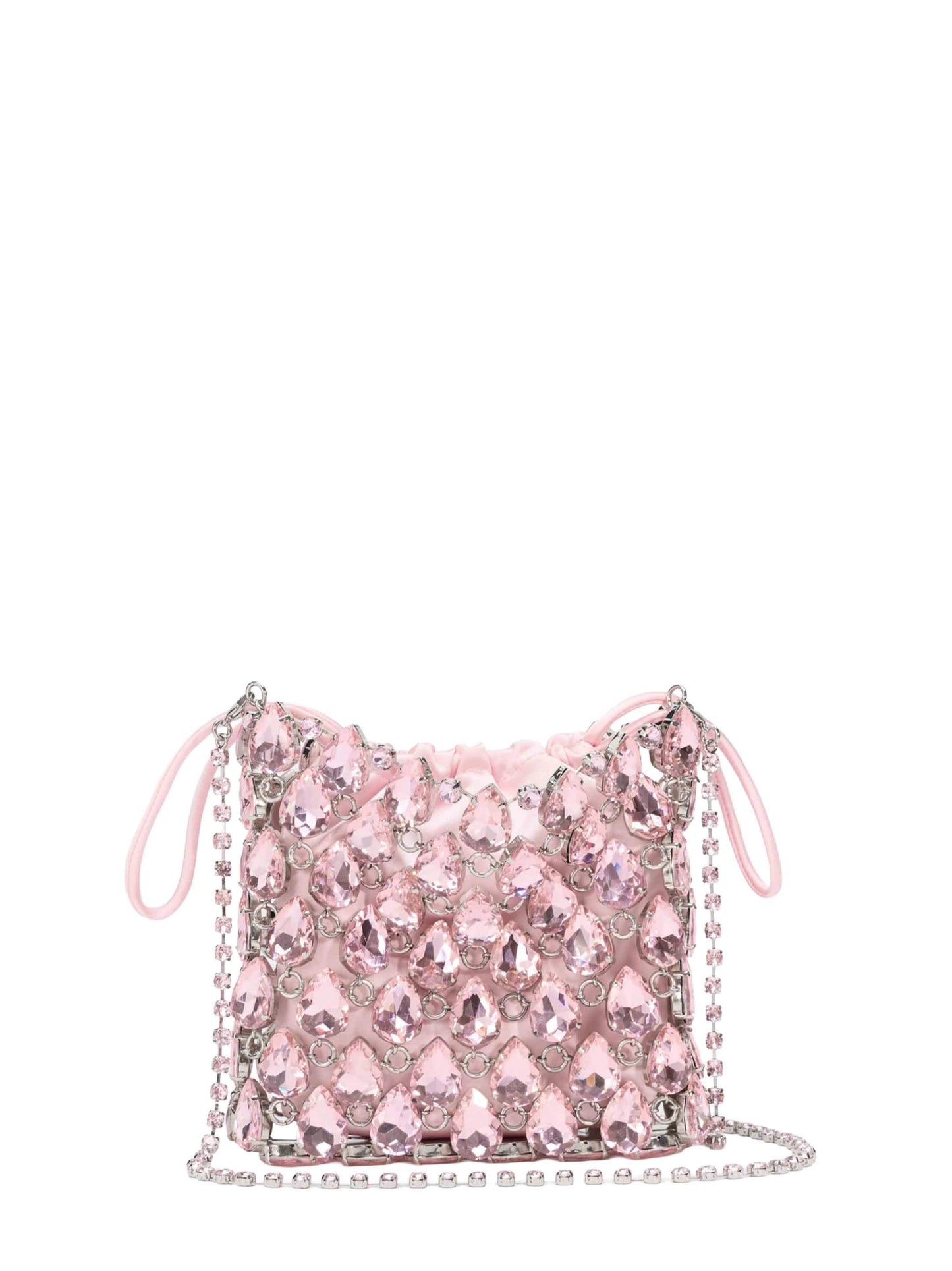 Pink crystal chainmail mini bag with shoulder strap