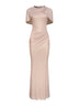 Champagne rhinestone stretch tulle maxi dress