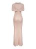 Champagne rhinestone stretch tulle maxi dress