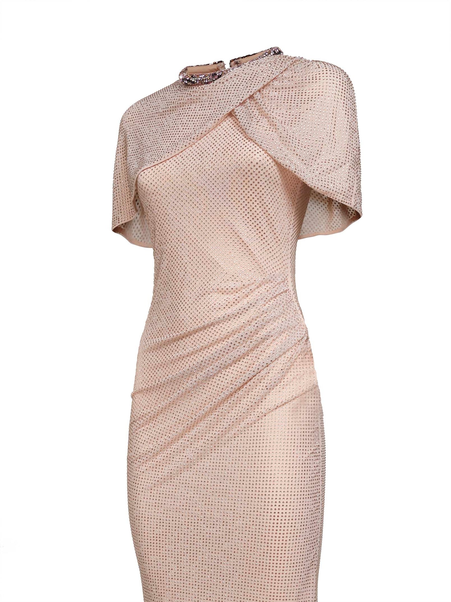 Champagne rhinestone stretch tulle maxi dress Daniello.com Champagne rhinestone stretch tulle maxi dress Daniello.com