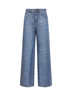 Jeans in denim stretch effetto coccodrillo blu con strass <BR/>