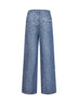 Jeans in denim stretch effetto coccodrillo blu con strass <BR/>