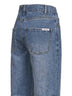 Jeans dritti in denim con strass blu