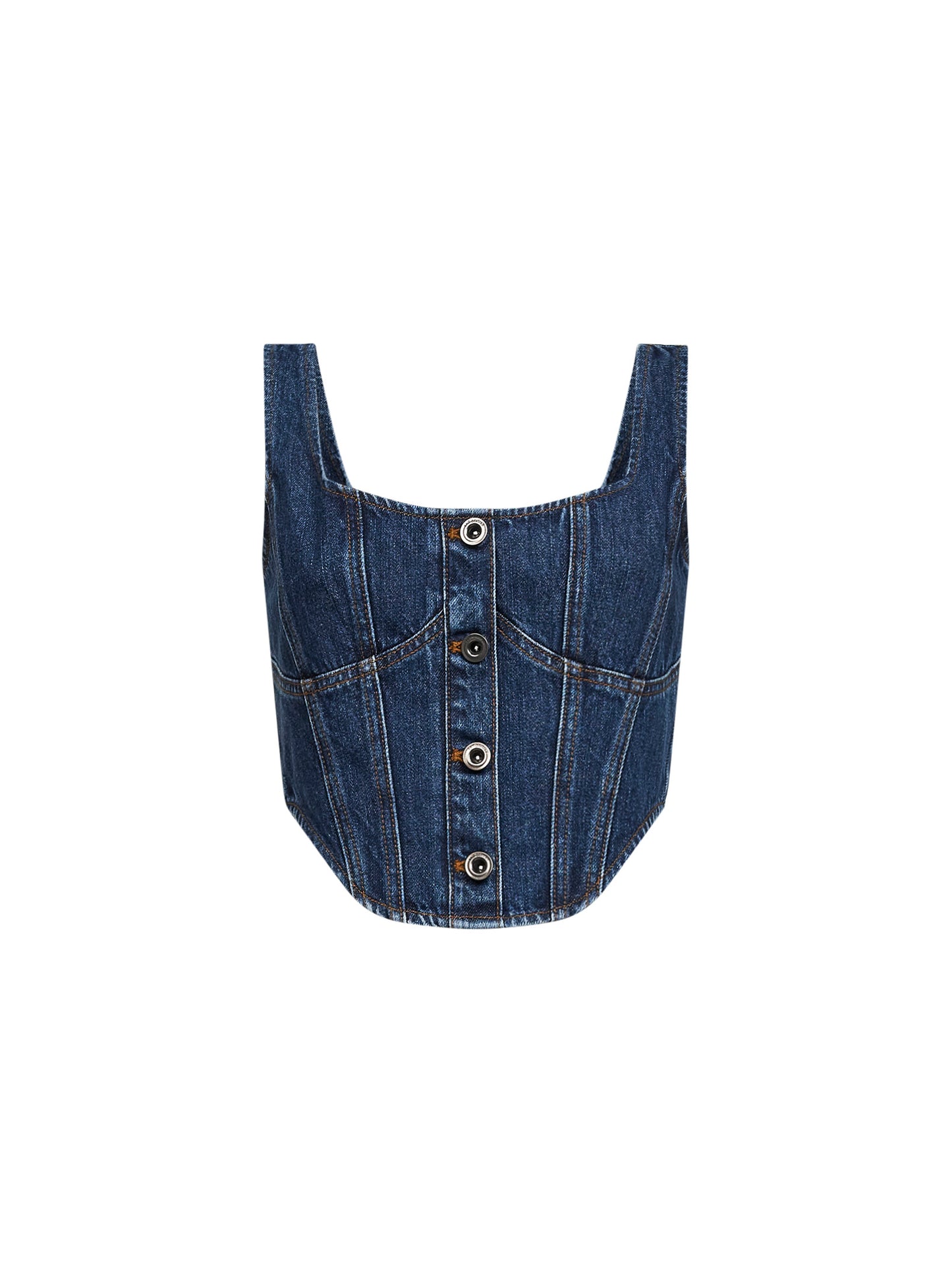 Blue denim corset top