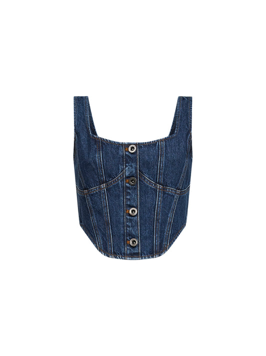 Blue denim corset top